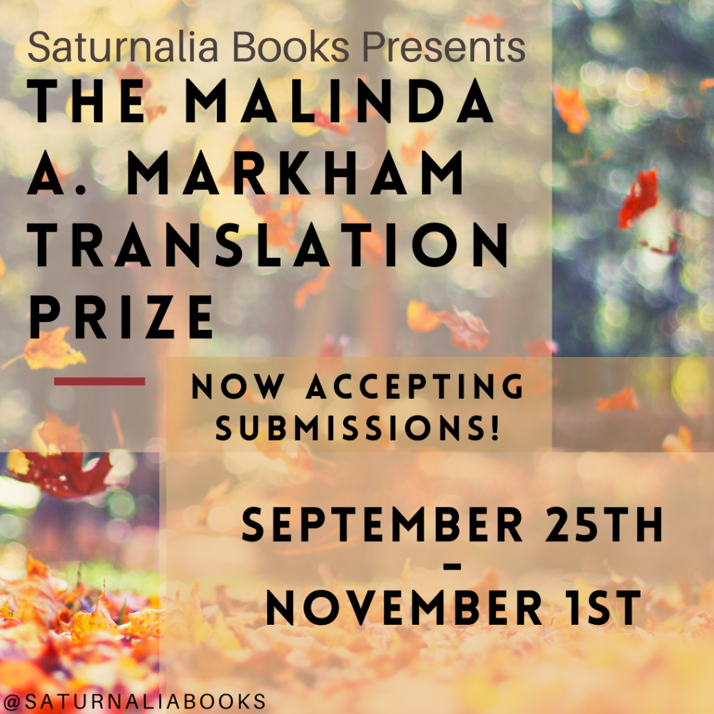 Saturnalia Books Malinda A. Markham Translation Prize banner
